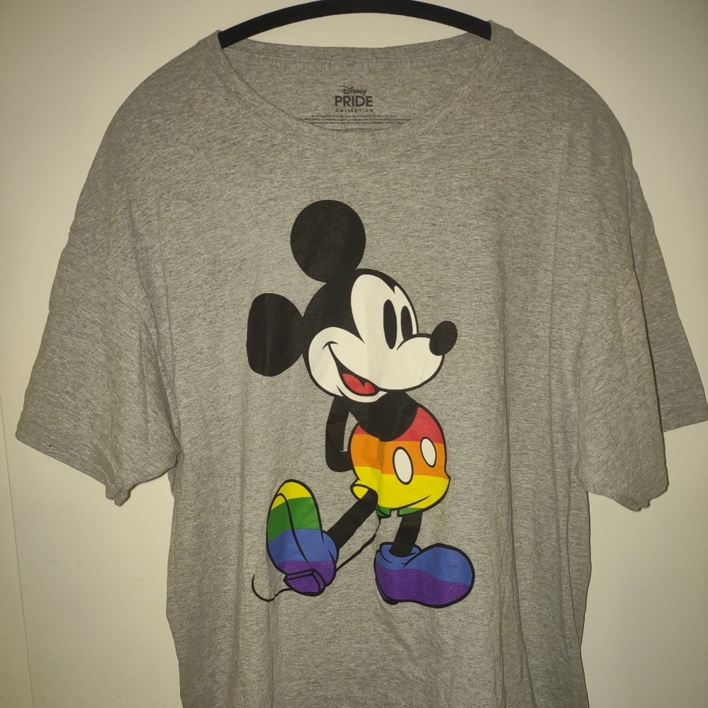 Disney Pride Collection Tshirt Mickey Mouse Gray Sz Xlg Unisex